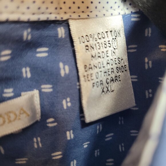 Moda Campia Mens Blue Short Sleeve Button-Up Shirt XXL 100% Cotton Classic Fit W - Picture 5 of 12